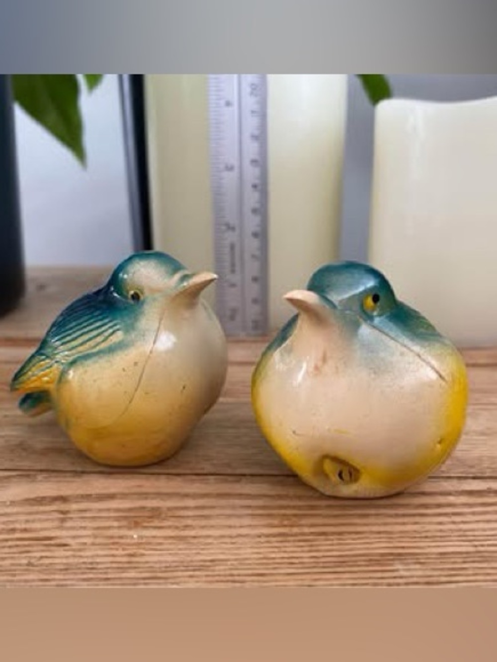 Vintage Chubby Bluebird Salt & Pepper Shakers - Yellow Belly Songbirds